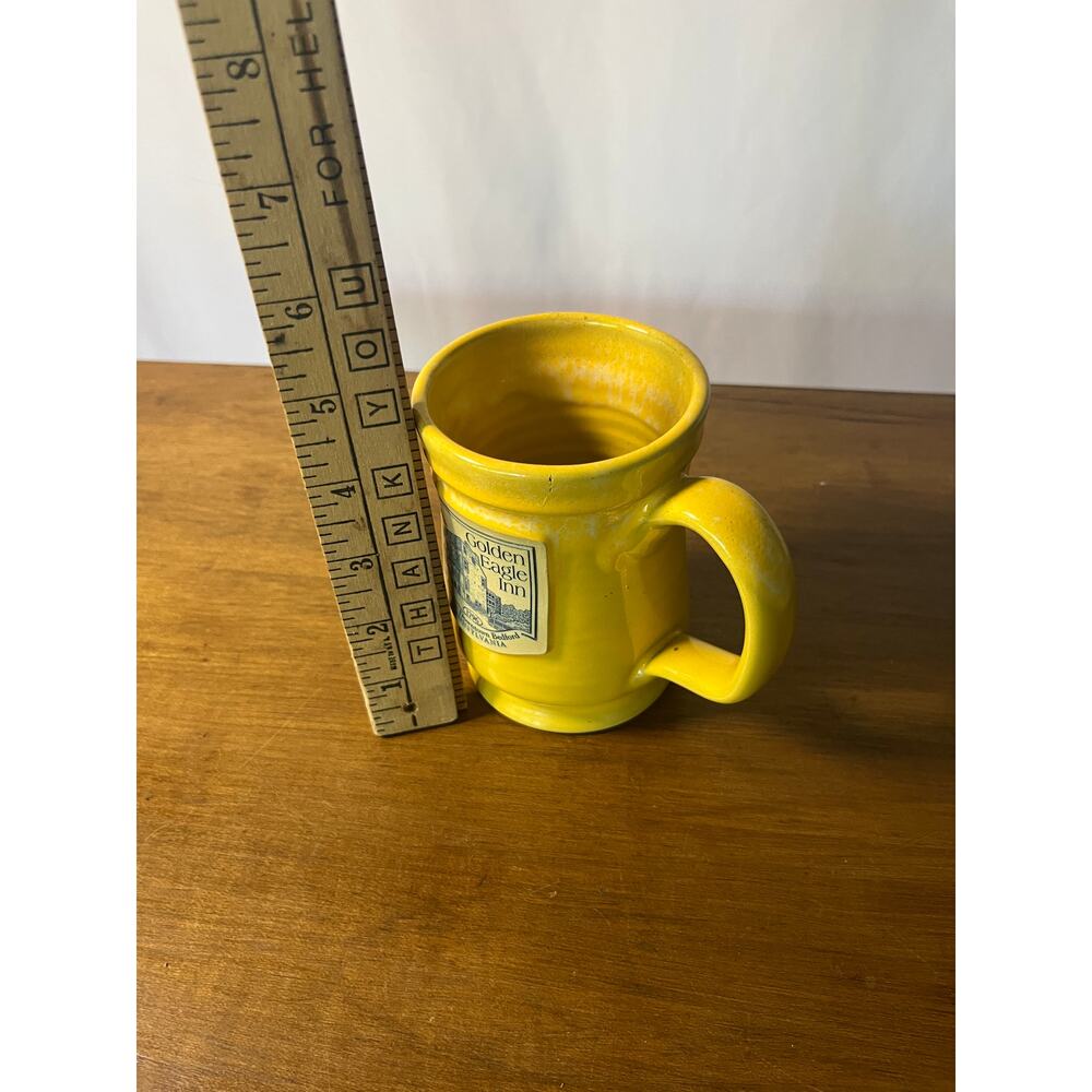 Deneen Pottery Golden Eagle Inn Bedford PA Yellow Handmade Stoneware Mug 2020 - Picture 3 of 8